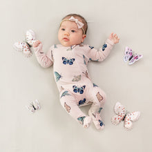 Load image into Gallery viewer, Zippered Footie in Blush Butterfly