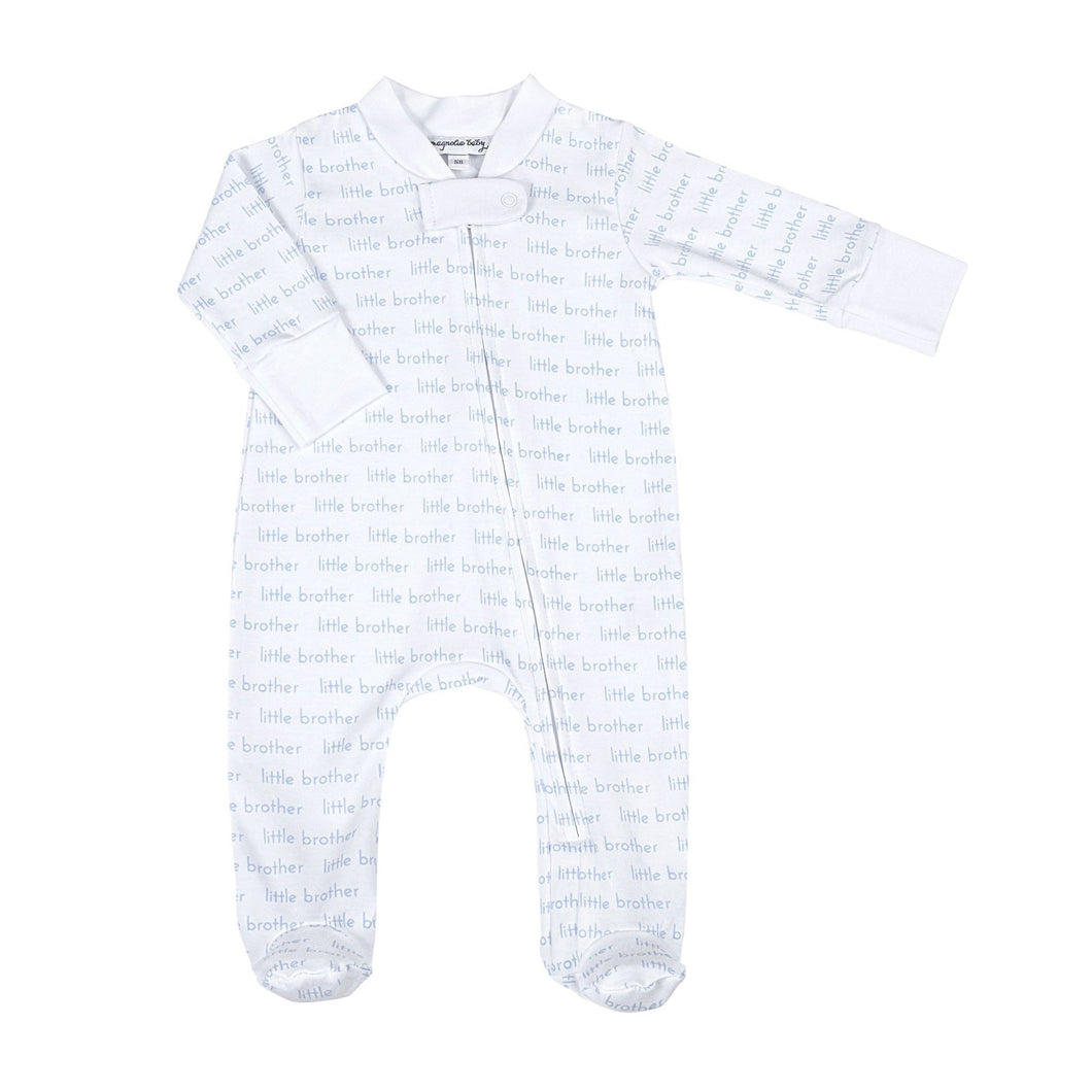 Light Blue Little Brother Printed Zipper Footie