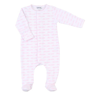 Pink Little Sister Printed Zipper Footie