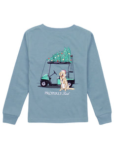 Boys Santa's Caddy Long Sleeve in Steel Blue
