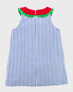 Seersucker Dress with Watermelon Pocket