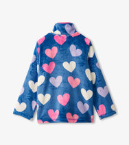 Load image into Gallery viewer, Blue Quartz Fun Hearts Fuzzy Fleece Zip Up