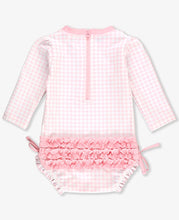 Load image into Gallery viewer, Pink Gingham Long Sleeve One Piece Rash Guard