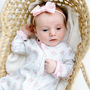 Santa Baby Pink Ruffle Zipper Footie
