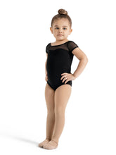 Load image into Gallery viewer, Black Mesh Yolk Short Sleeve Leotard