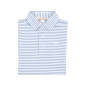 Prim and Proper Polo Short Sleeve Beale Street Blue & Worth Avenue White Stripe