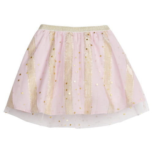 Pink Metallic Stripes & Stars Tulle Circle Skirt