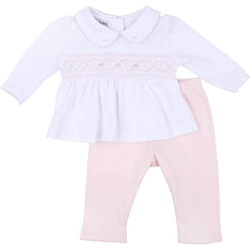 Abby and Alex Classics Smocked Collared Girl 2PC Pant Set