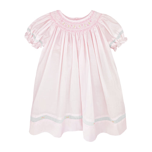 Pink Smocked Daygown & Bonnet Set