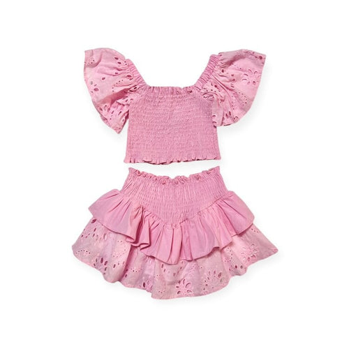 Pink Ruffle Eyelet Set