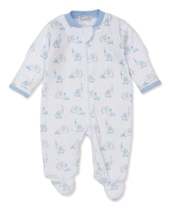 Light Blue Elephant ABC's Print Long Sleeve Footie with Zipper