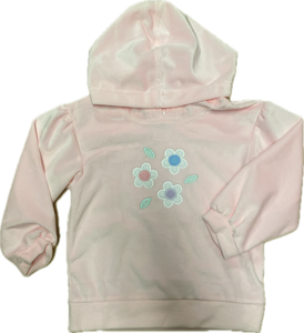 Velour Hoodie With Flowers