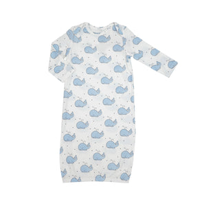 Knotted Gown Bubbly Whale Blue: 0-3M