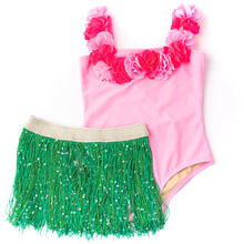 Load image into Gallery viewer, Light Pink One Piece Hula Lei &amp; Fringe Skirt