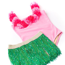 Load image into Gallery viewer, Light Pink One Piece Hula Lei &amp; Fringe Skirt