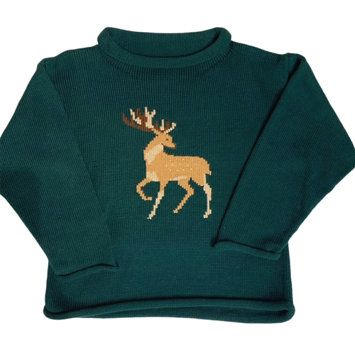 Roll Neck Sweater Deer On Forest