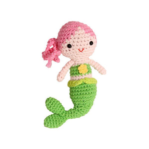 Mermaid Bamboo Crochet 4" Rattle