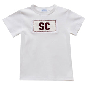 South Carolina Smocked Knit White Short Sleeve Boys Tee Shirt