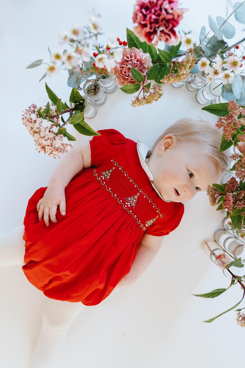 Sarah Bubble Red Smocked