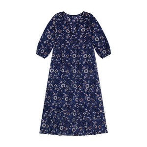 Talia Women's Maxi dress bagru blue block print