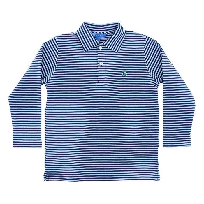 Harry LS Polo Navy/Bayberry Stripe