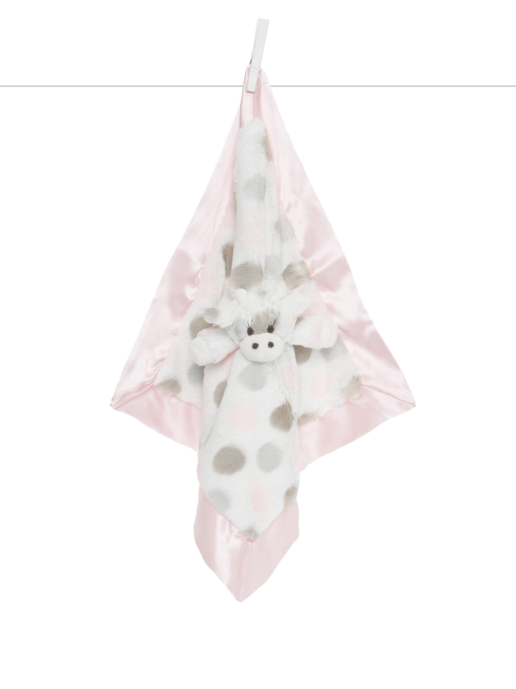 Luxe Dot Plush Giraffe Blanky Pink