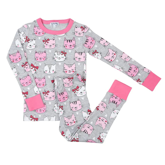 Sassy Kitty Kat Long Pajamas Pink