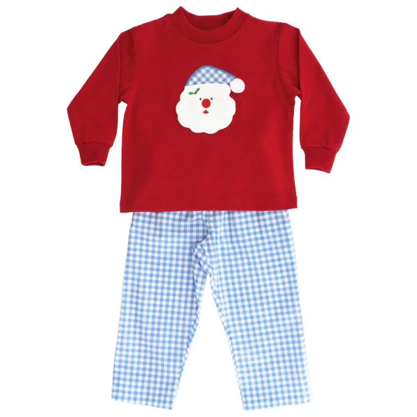 Boy's Pant Set Santa Red/Blue Gingham