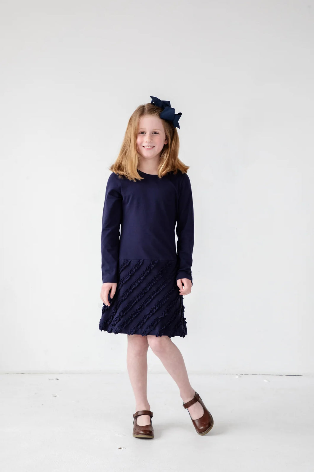 Knit Dress With Shirred Ruffles