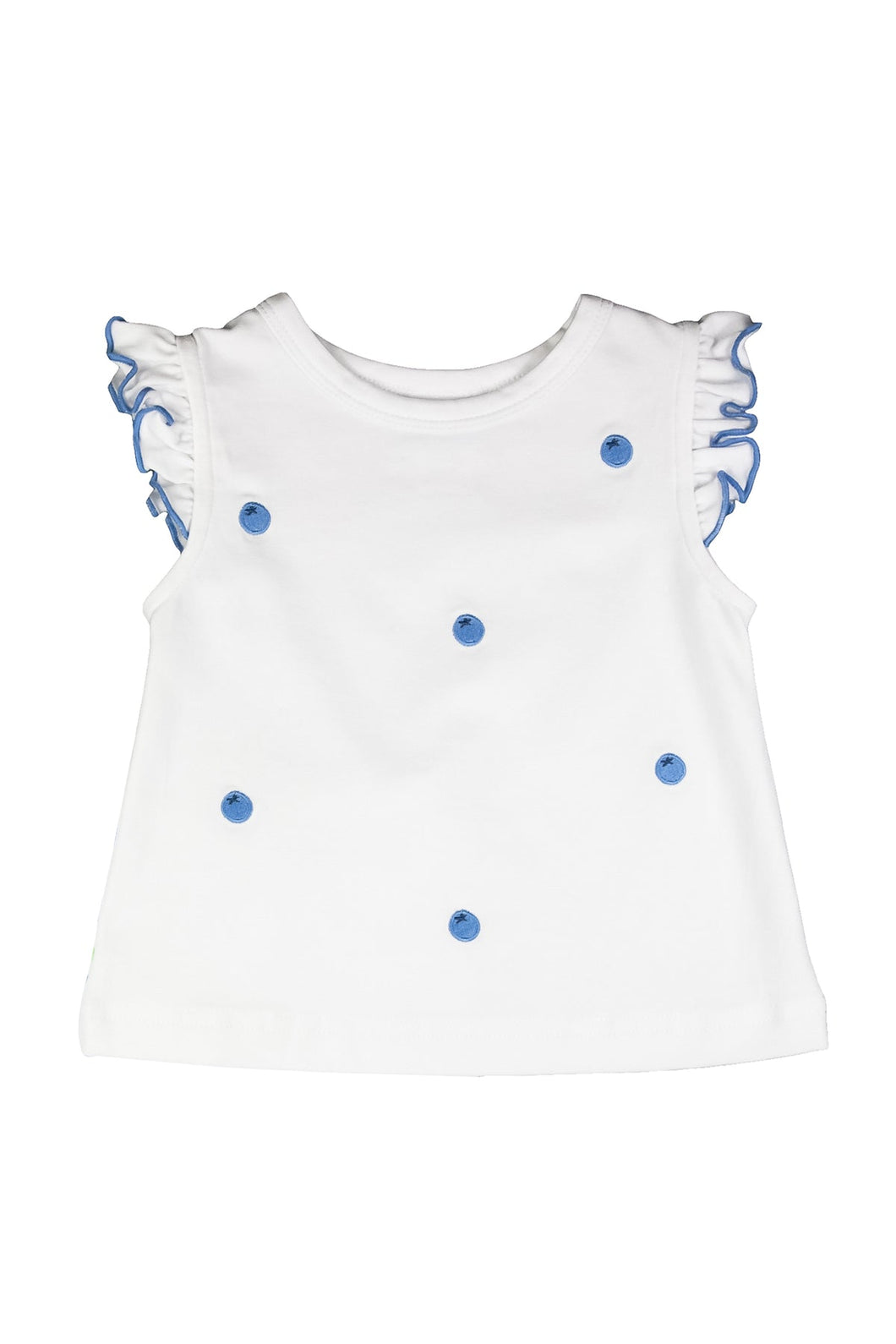 White Sleeveless Top with Blueberries