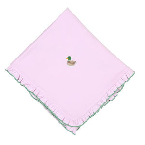 Tiny Mallard Emb Ruffle Receiving Blanket Pink