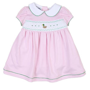 Tiny Mallard Smocked Collared SS Toddler Dress Pink