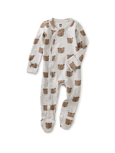 Side Snap Baby Footed Romper Beary Cute