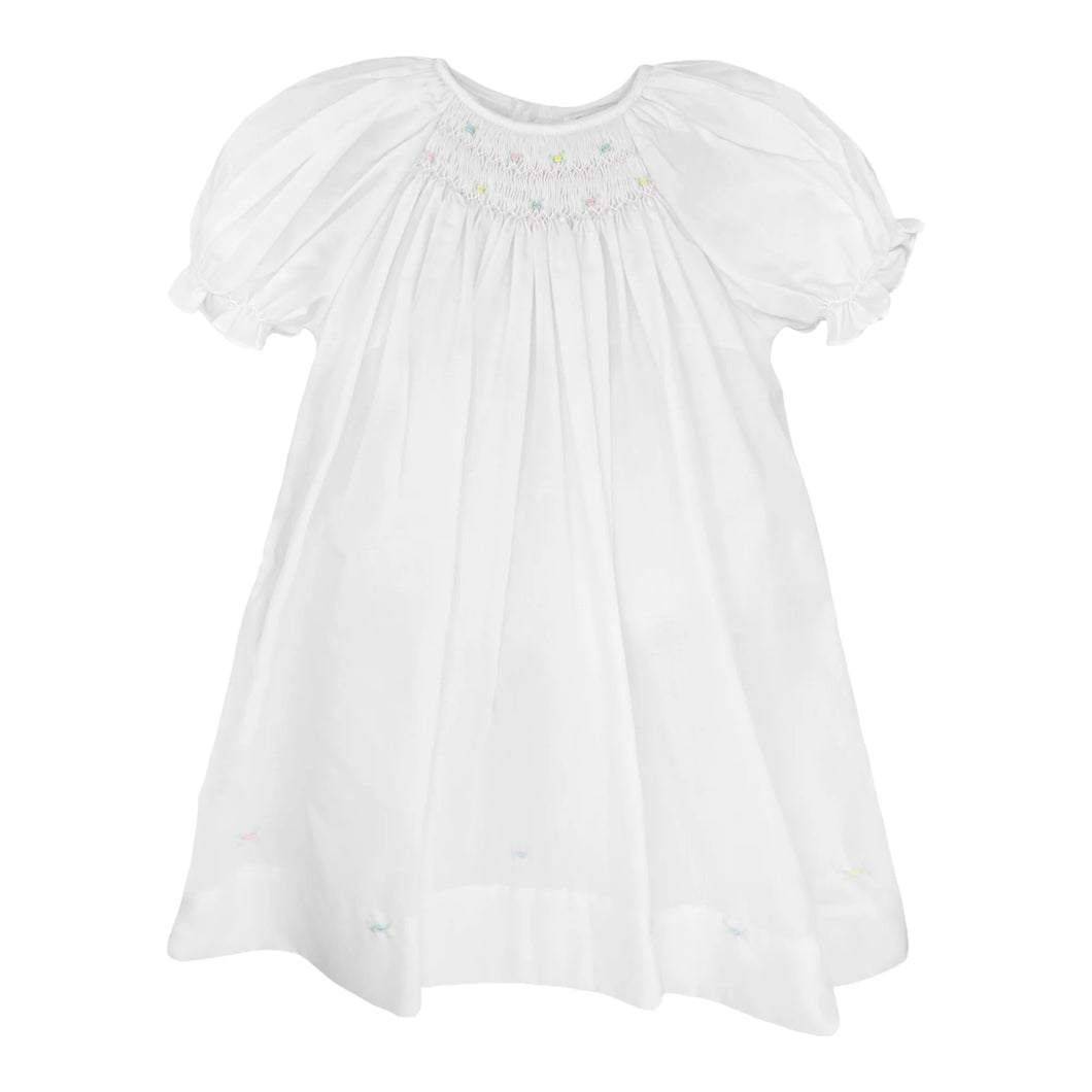 White Daygown with Raglan Sleeves and Embroidered Hem