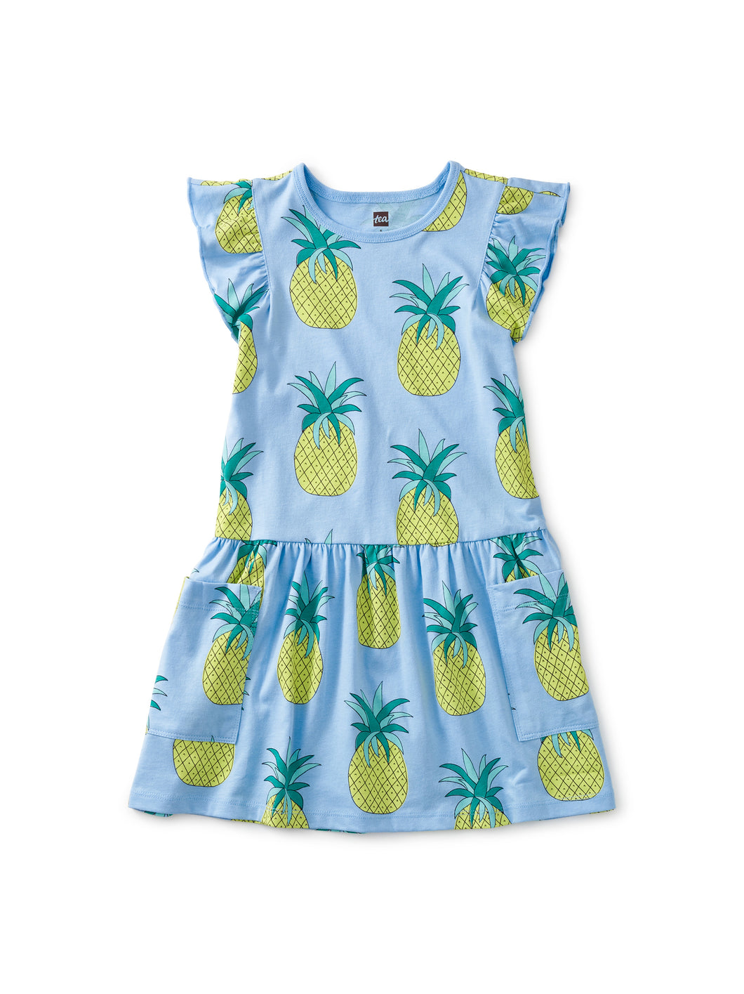 Flutter Sleeve Pocket Dress Pineapple Paradise