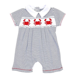 Crab-ulous Navy Embroidered Short Playsuit