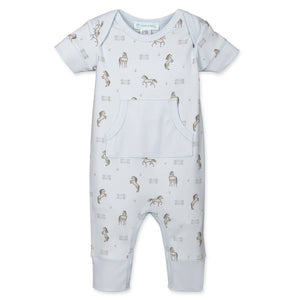 Kangaroo Romper Horses on Baby Blue