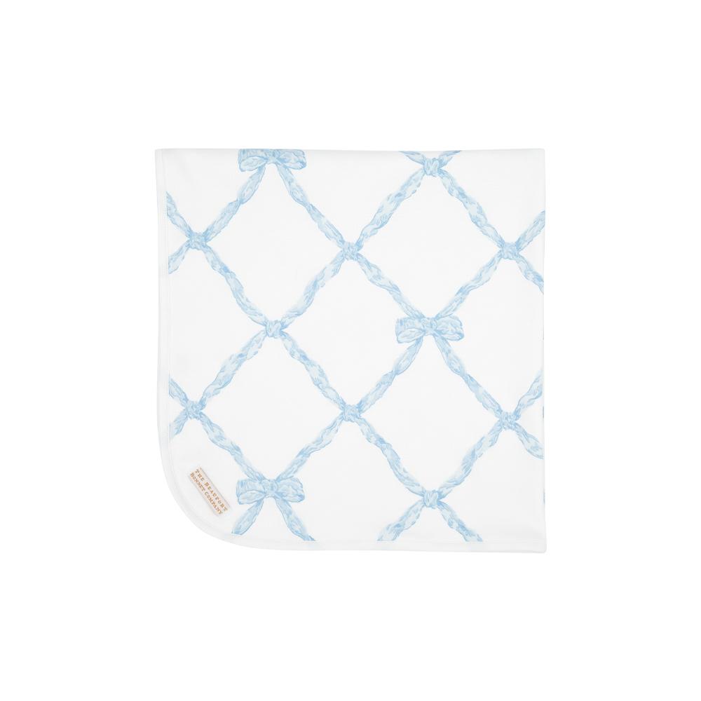 Baby Buggy Blanket Buckhead Blue Belle Meadow Bow & Worth Avenue White