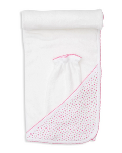 Darling Dancers Hooded Towel with Mitt Set White/Pink