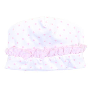 Gingham Dots Ruffle Hat Pink
