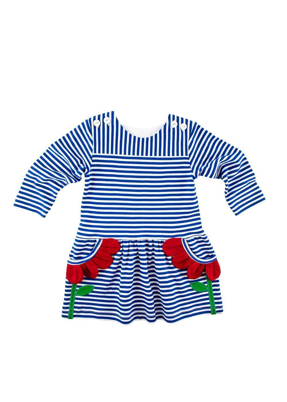 Stripe Knit Dress with Petal Pockets