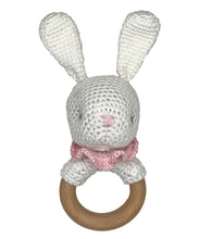 Load image into Gallery viewer, Bunny Bamboo Crochet Woodring Rattle