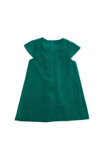 Load image into Gallery viewer, Green Velvet Dress with Pleat and Satin Bow