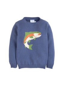 Intarsia Sweater Trout Blue