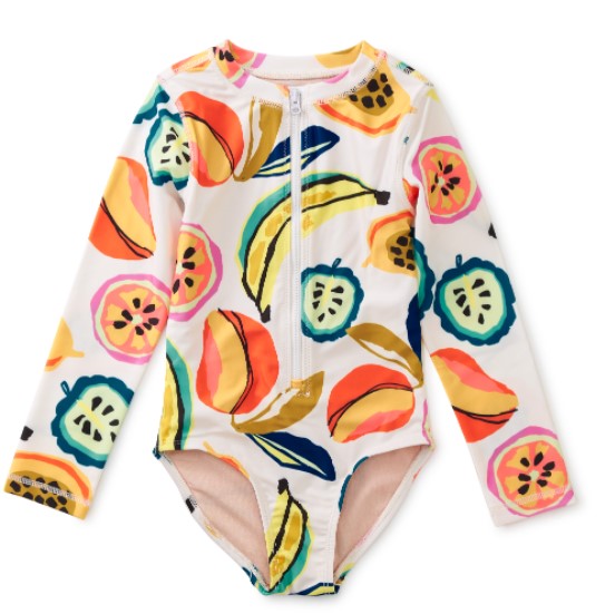 Long Sleeve One-Piece Swimsuit Tropical Fruit