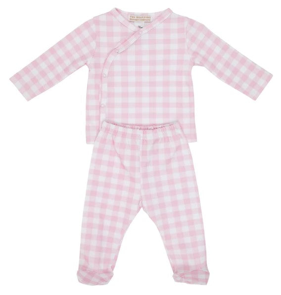 Cameron Cross-Front Set Palm Beach Pink Gingham with Worth Avenue White