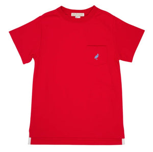 Carter Crewneck with Pocket Richmond Red with Park City Periwinkle Stork
