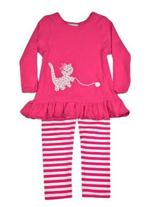 Hot Pink Kitten Baby Doll Top & Hot Pink Leggings Set