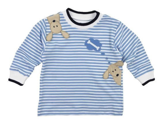 Blue Stripe Knit Shirt with Dogs & Bone