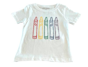 Short Sleeve White Multi Crayons T-Shirt